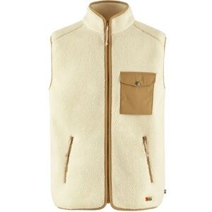 Fjallraven VARDAG Pile Chalk White-Buckwheat Brown Fleece Vest New
